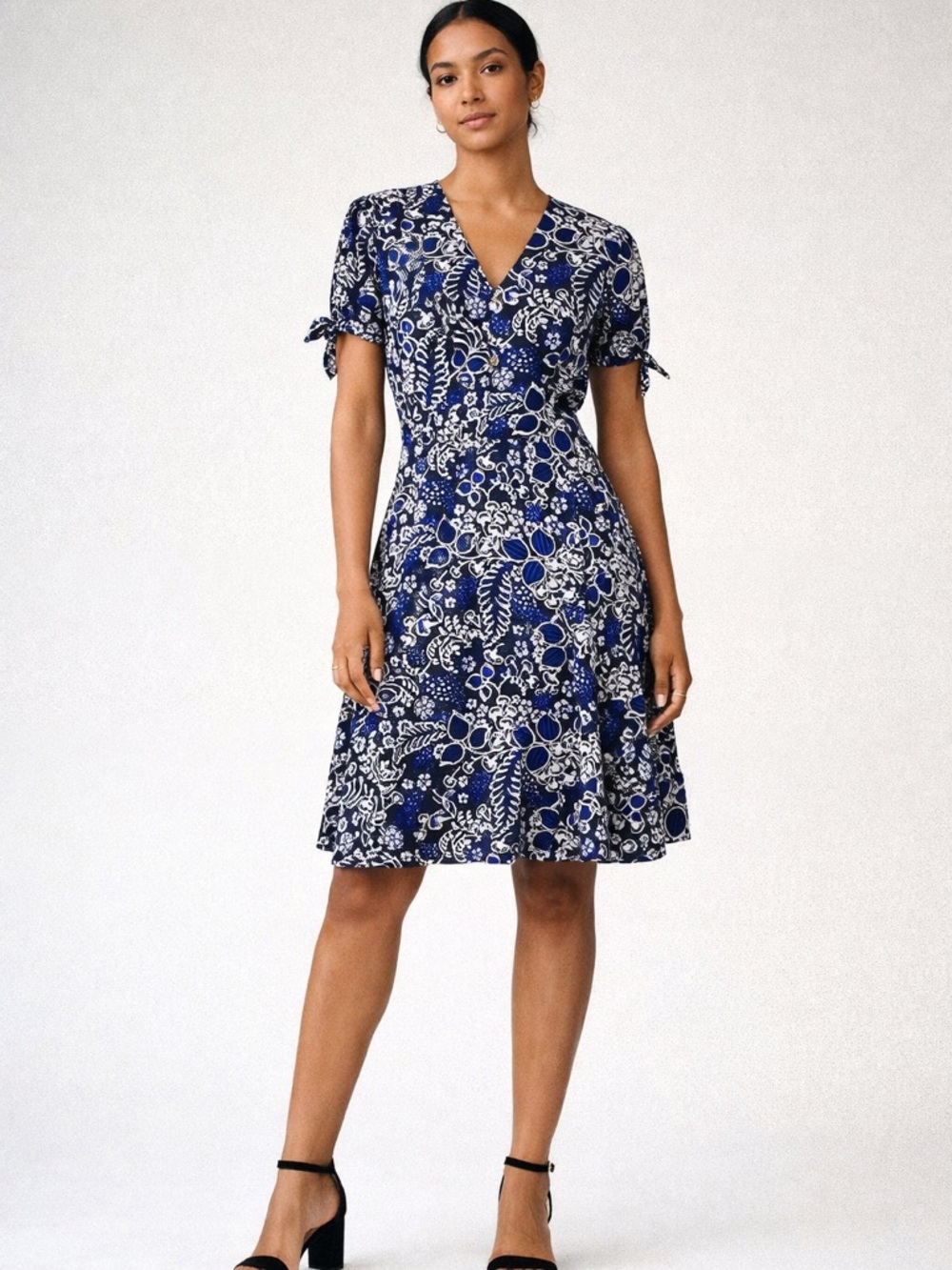 J. Crew Navy and White Floral Wrap Mini Dress